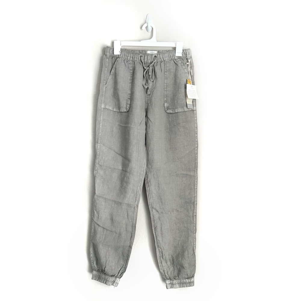 C&C California Linen Light Gray Casual Loose Fotting Drawstring Jogger Pants